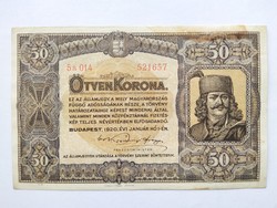 50 korona 1920. Hajtatlan.