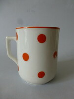 Antique Zsolnay red polka dot mug