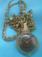 Extremely rare pendant watch in a double gold case with a long chain, excellent operation, perfect for daily use