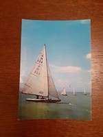 Retro postcard of Balaton sailing ship old postcard