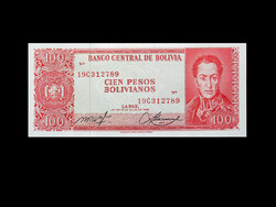 UNC . 100 PESOS - BOLIVIA - 1962-BŐL - (Simon Bolívar (1783-1830) pénz)