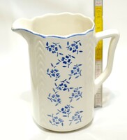 Kispest, medium granite water jug with blue flower pattern (2383)