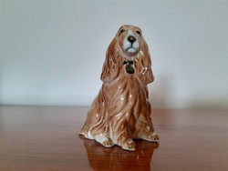 Régi Zsolnay porcelán kutya spániel állatfigura