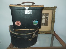 Antik kalapdoboz bőrönd
