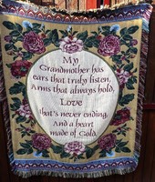 "Szeretet a Nagymamáknak"Vintage Amerikai Falvédő-Terítő Szőttes