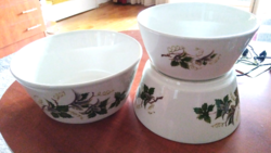 Old antique ditmar urbach set of 3 porcelain serving bowls with vines, leaves (salad, compote,