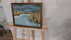 (K) József István Sédli painting 34x26 cm landscape with frame