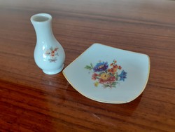 Régi Hollóházi porcelán mini tálka váza 2 db