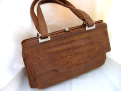 Crocodile leather elegant brown retro bag