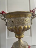 Fém váza talpas nagyméretű 47cm magas dekoràció akár karácsonyi arany  szín