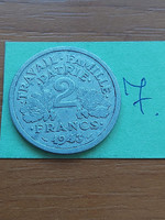 FRANCIA 2 FRANCS FRANK 1943 c. + szárny VICHY ALU.  7.