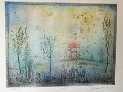 Gross arnold's early, colored etching: commemorative sheet ii. (in memory of Béla Kondor)