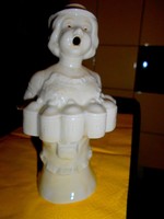 Különleges majolika röviditalos kis  palack   női figura