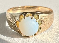 555T. 1 Forintról! Antik Magyar fémjeles Opál 14k Arany (2,1 g) gyűrű, kb. 0,5 Ct kővel!
