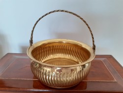Small round basket with old copper handles 1 pc
