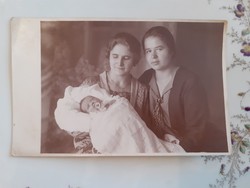 Régi női fotó kisbabás hölgyek vintage fénykép Jaksits fényképész Óbecse