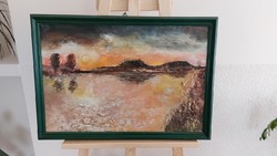 (K) József István Sédli painting 66x46 cm landscape with frame