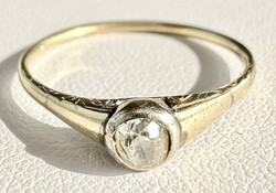 558T. From HUF 1! Antique Hungarian brilliant (0.25 ct) button solitaire 14k gold (1.6 g) ring, si1 stone!