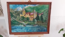 (K) Sédli István József festmény 69x53 cm kerettel tájkép Lillafüred