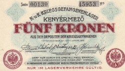 5koronás szigoruan ESZTERGOMI FOGOLYTÁBORBAN HASZNÁLT osztrák magyar feliratú  pénz 1916-ban
