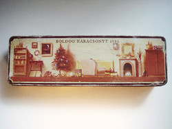 Régi karácsonyi doboz Sopianae cigarettás fémdoboz 1995 retro cigis díszdoboz