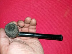 Old clay-wood-plastic combined straight stem pipe as shown