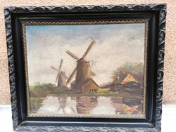 Lake shore mill - signed painting (14.)