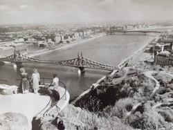Old postcard Budapest skyline photo postcard