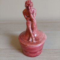 Antique ceramic bonbonier with a faun figure