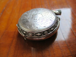 Antique women's pocket watch with double cover niello, (necklace watch, nun's watch) in a silver case.