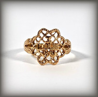 9ct Yellow Gold "I Love You" Flower Pierced Ring