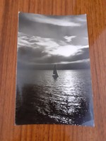Old postcard Balaton sailing evening photo postcard
