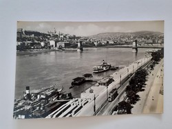 Old postcard Budapest skyline Danube wharf photo postcard