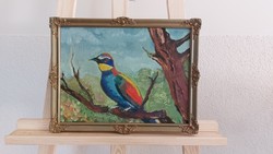 (K) István József Sédli painting 35x27 cm with frame, bird
