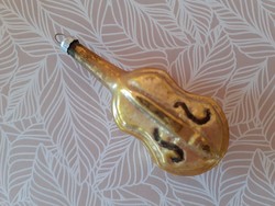 Old glass Christmas tree ornament gold violin musical instrument glass ornament