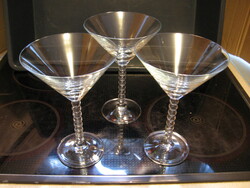 Botticelli design kristály koktélos, Martinis pohár gyöngyös szárral 3 db egyben