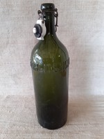Régi zöld porcelán csatos Margitszigeti vizes üveg