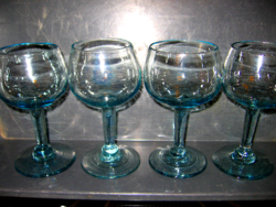 Turquoise blue bubbly, unique artistic stemmed wine glasses 4 in one