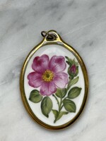 Herend wild rose porcelain pendant.