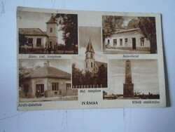 D191139 Régi képeslap   IVÁNCSA  Rédli üzletház Szövetkezet Hősök emlékműve