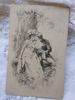 Antique Long Address Art Nouveau Romantic Postcard / Greeting Card for Elegant Lady, Mr. Circa 1900