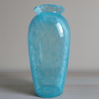 Mid century Tűrkíz Karcagi fátyolüveg váza