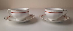 2 retro kpm porcelain mocha cups + base