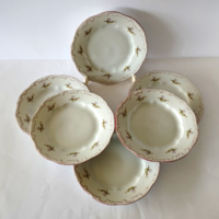 Set of 6 Zsolnay baroque burgundy feathered cookies and sandwich plates