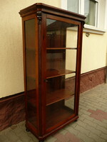 Beautiful, fully restored, antique round glass display case with the original board back, circa 1880