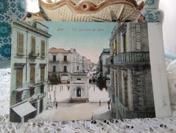 Antique Italian long-addressed colored postcard/photocard Bari cityscape, around 1900