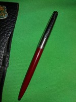 Old parker metal - plastic burgundy ballpoint pen with leather pen holder as shown in the pictures