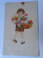 D191193    Régi békebeli képeslap - Gyermek mezei virágokkal - Török Béla szaktanár Békés 1930's