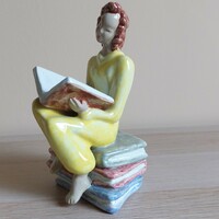 H. Rahmer Mária reading woman ceramic figurine