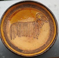 Old sheep ceramic wall plate marked